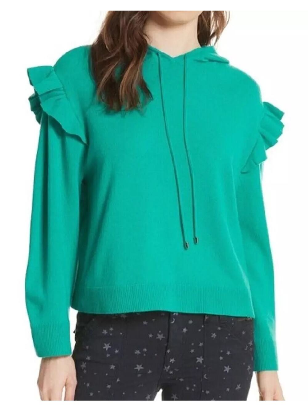 Joie NWT Pammeli Green Knit Wool Cashmere Blend Hoodie Pullover Sweater
